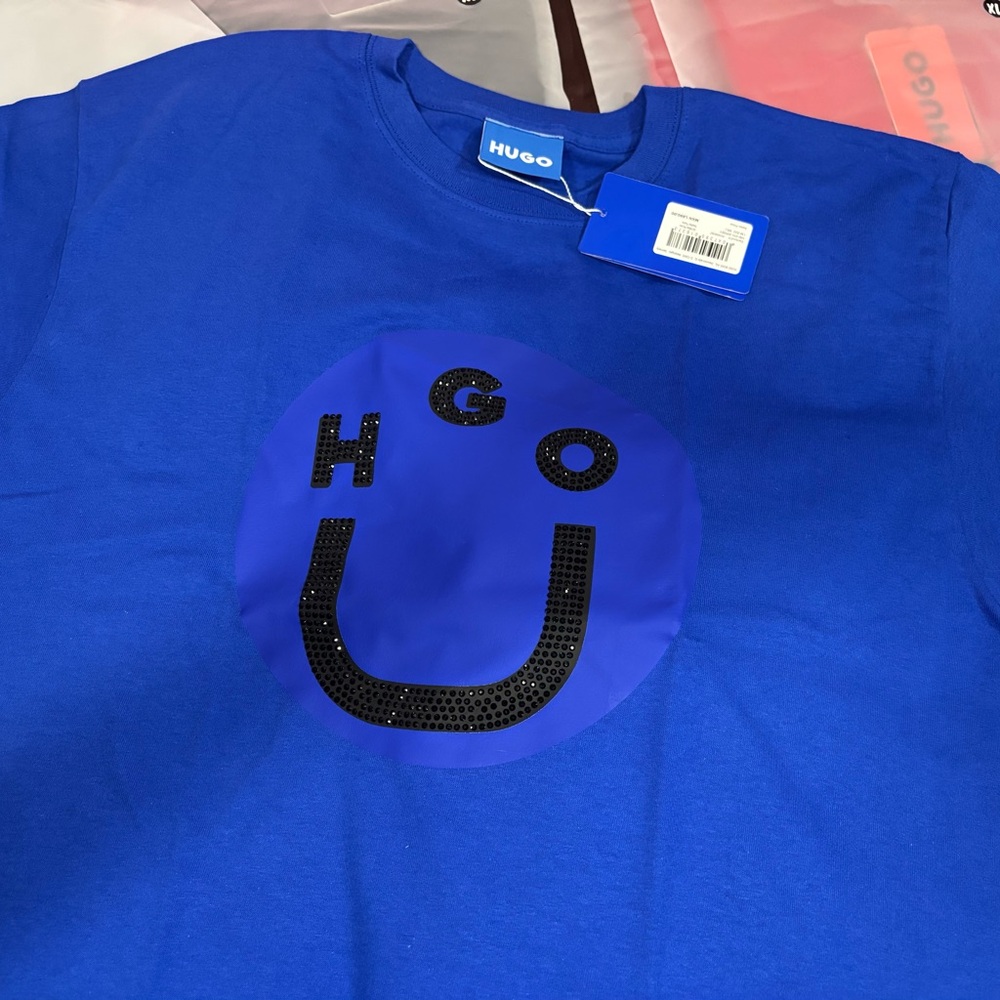 HUGO men’s Royal Blue Smiley Tee